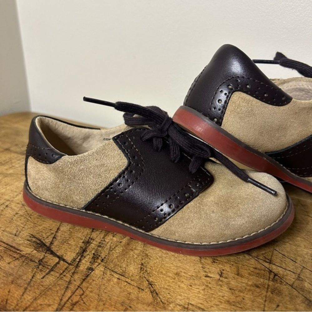 Footworks Connor 8465 brown leather oxford uniform dress shoes toddler sz 11